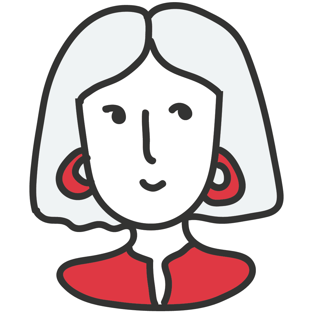 Illustration einer Frau mit weißen Haaren, Symbol für Kundenfreundlichkeit und Expertise