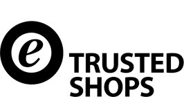 Trusted Shops Logo mit der Aufschrift "Qualified Partner" auf gelbem Hintergrund.