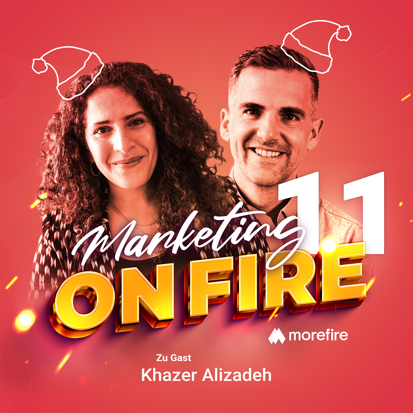 Podcast Cover von Marketing on fire mit Host und Gast