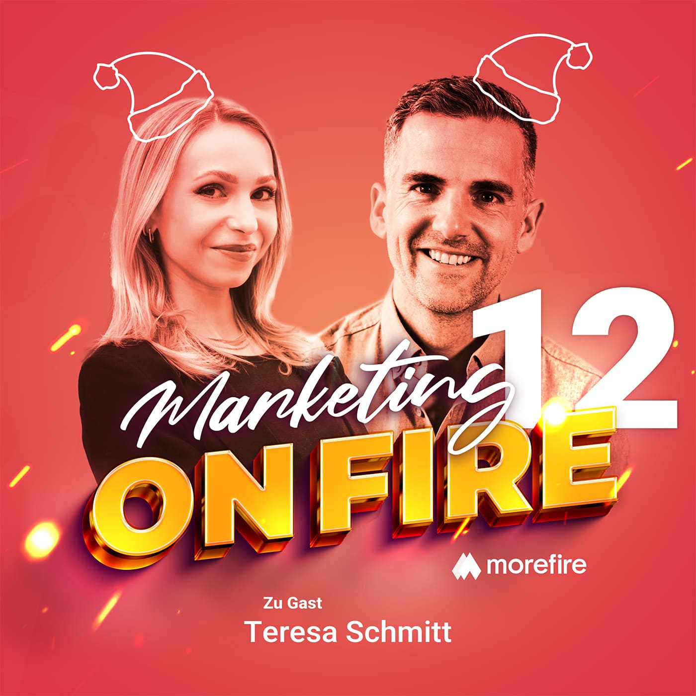 Podcast Cover von Marketing on fire mit Host und Gast