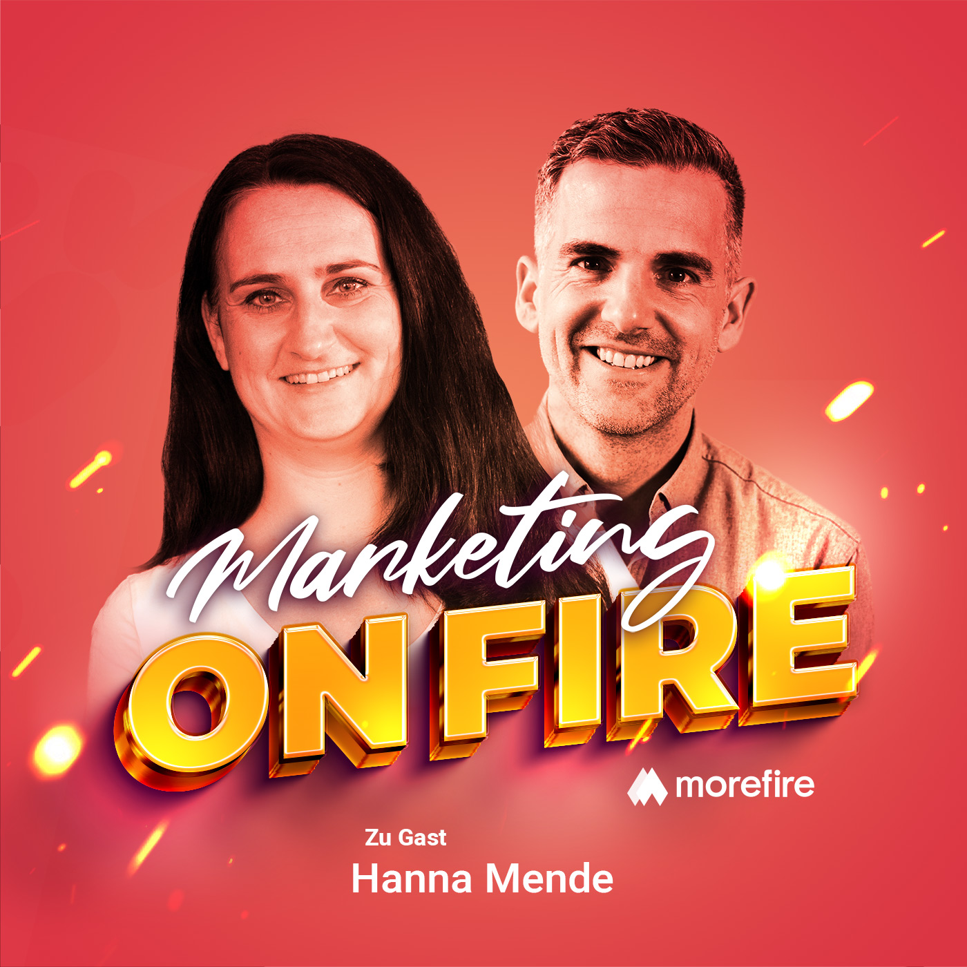 Hanna Mende und Gastgeber im Marketing on Fire Podcast