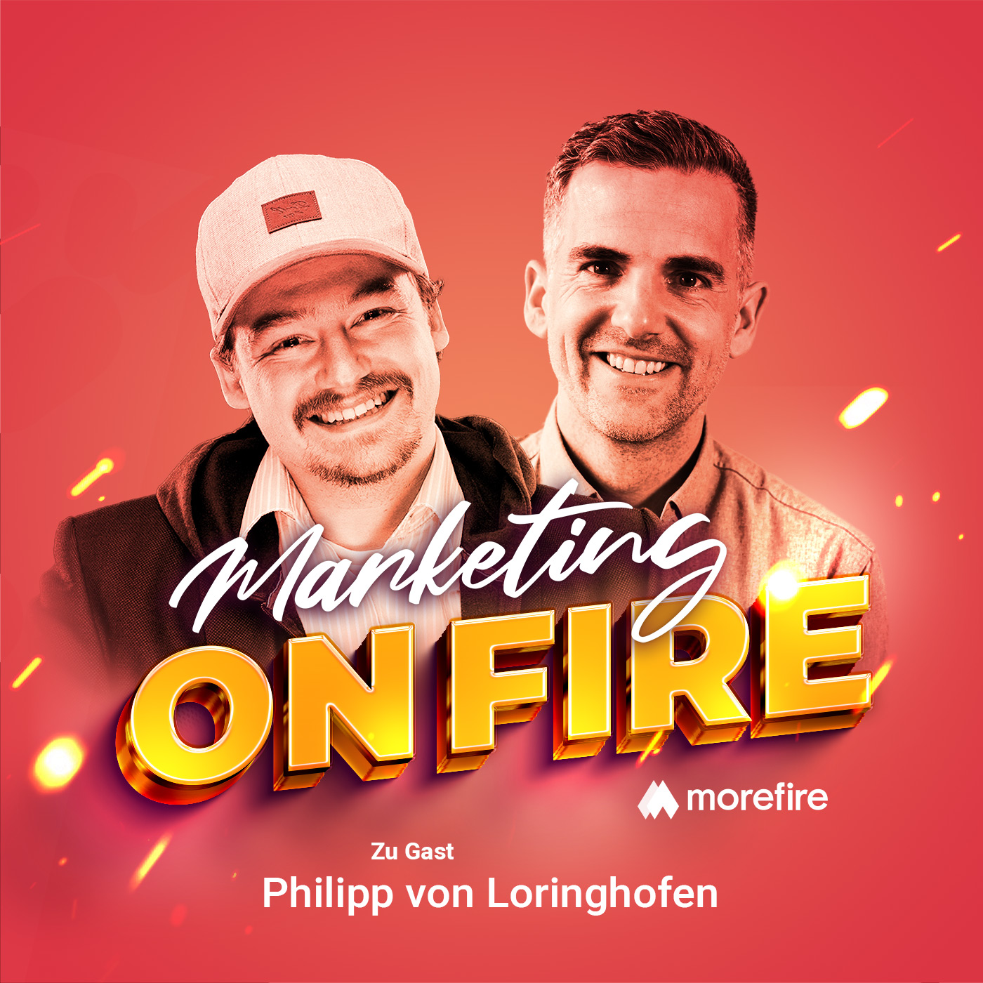 Bild von Philipp von Loringhoven und dem Gastgeber des Marketing On Fire Podcasts