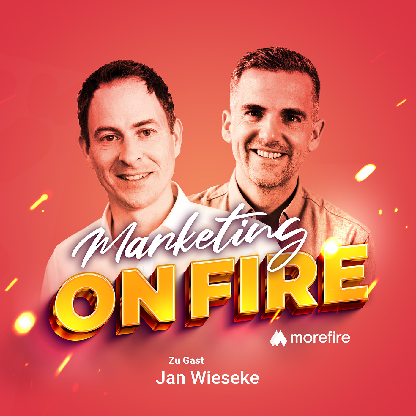 Bild von Jan Wieseke und dem Gastgeber des Marketing On Fire Podcasts