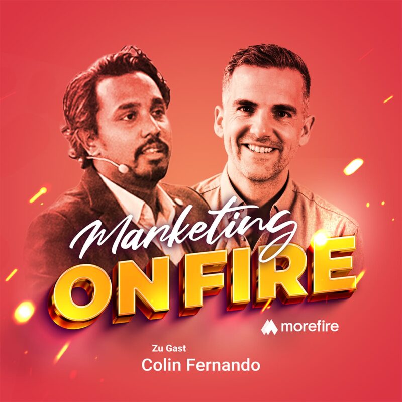 Cover von Marketing on fire mit Gastgeber und Gast 