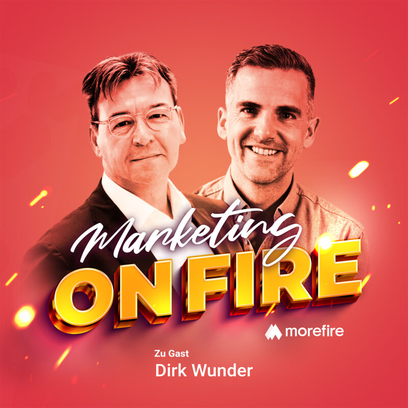 Podcast Cover von Marketing on fire mit Host und Gast 