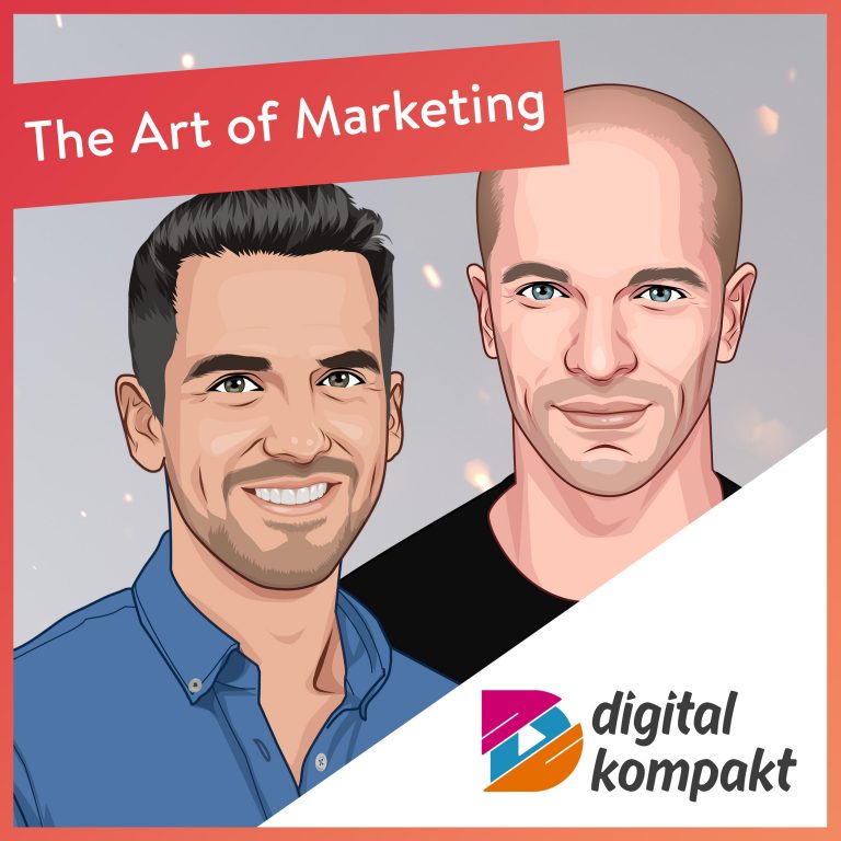 Robin Heintze und Joel Kaczmarek lächeln im Podcast-Bild „The Art of Marketing“