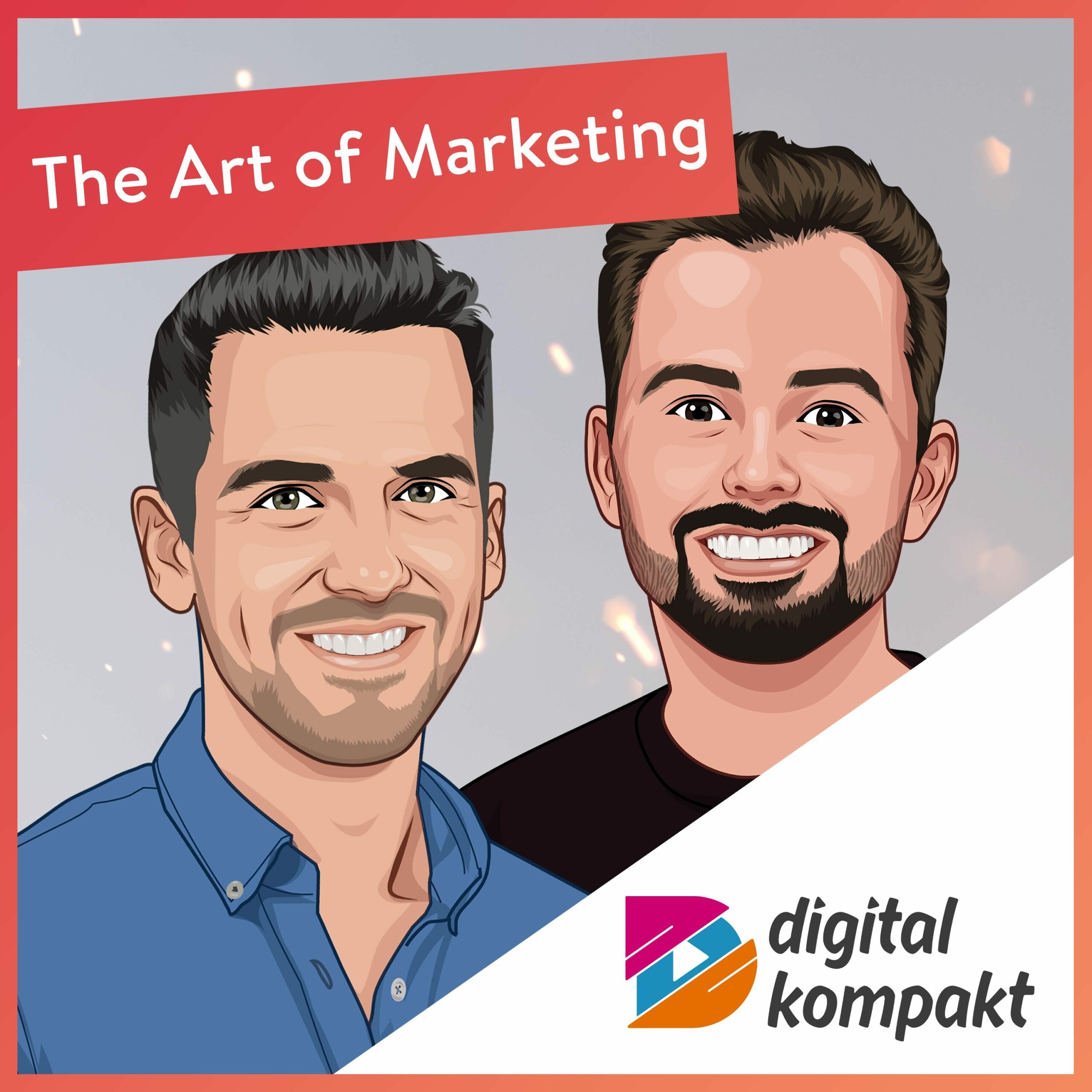 Podcast-Cover von "The Art of Marketing" mit einer Illustration von Samuel Pais und dem Logo von digital kompakt