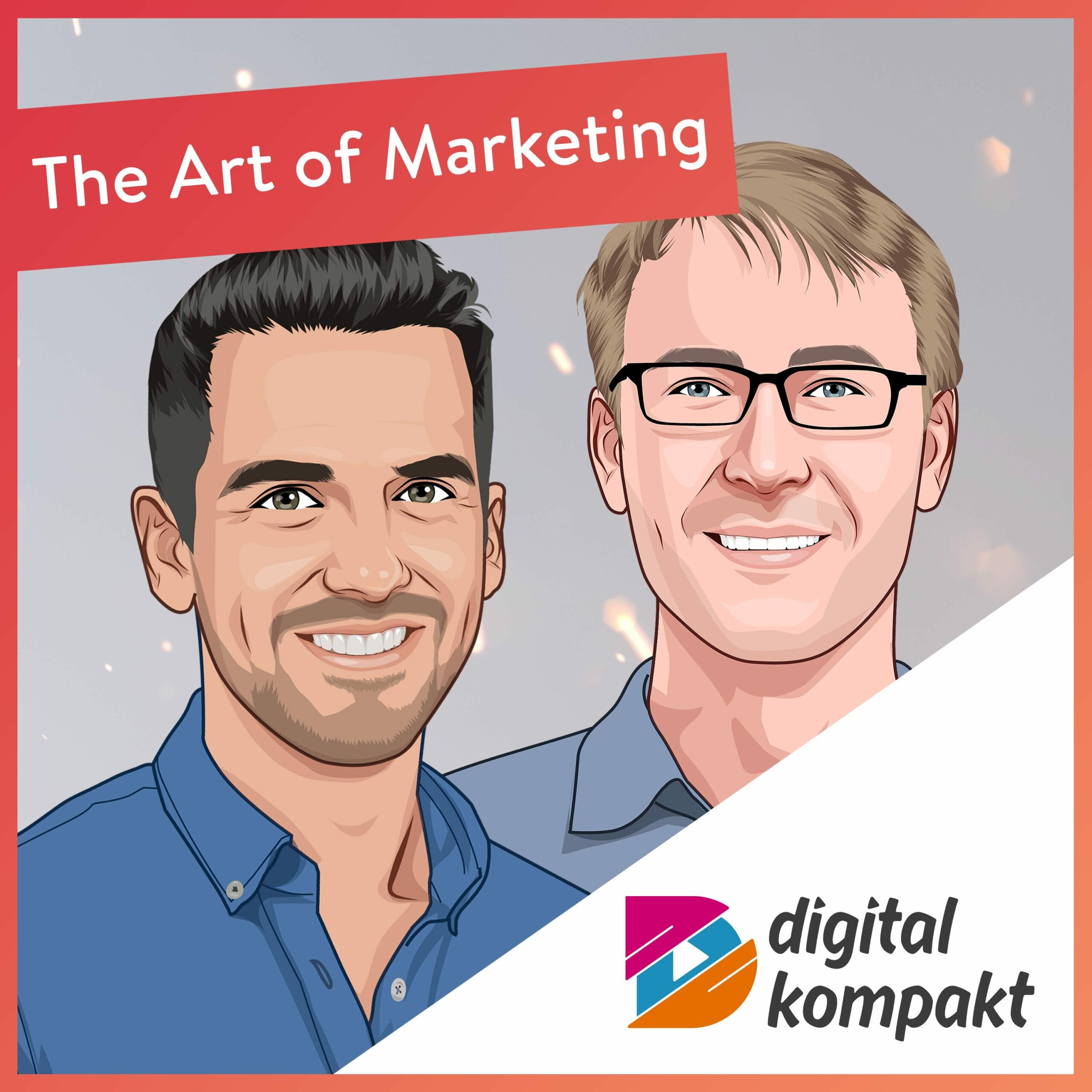 Podcast-Cover von "The Art of Marketing" mit einer Illustration von Jan Cerny und dem Logo von digital kompakt